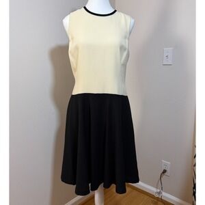 Lauren Ralph Lauren Colorblock Fit Flare Dress 6 Black Ivory READ